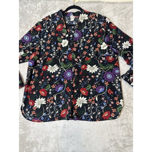 Women’s Chico’s Blouse Sheer Floral Print Multicolored Plus Size 3 16/18 - Picture 2 of 16